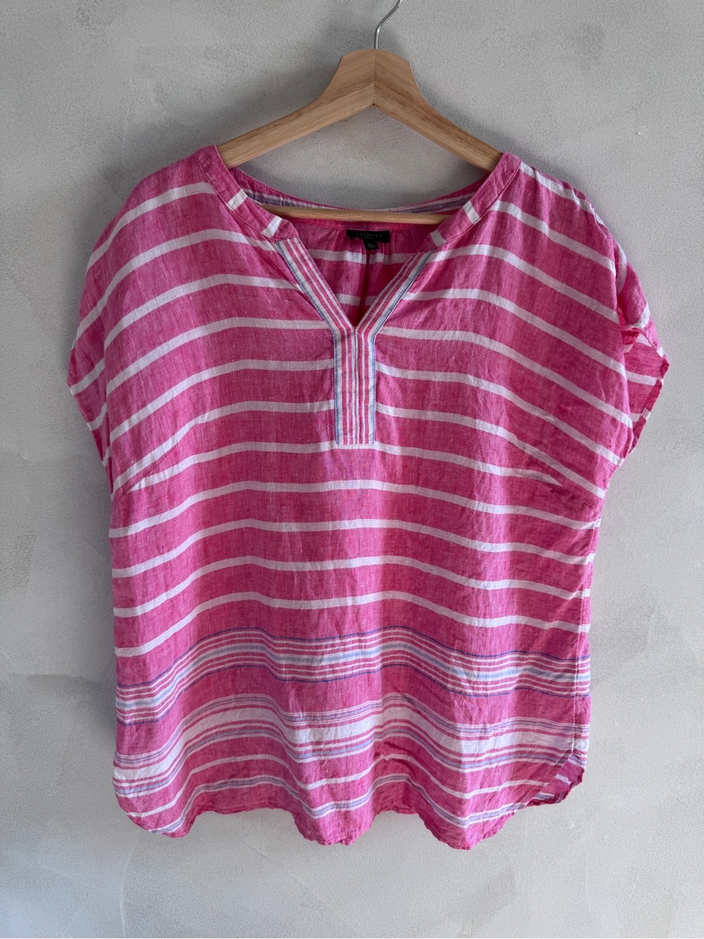 Talbots - Pink and White Striped Linen Top